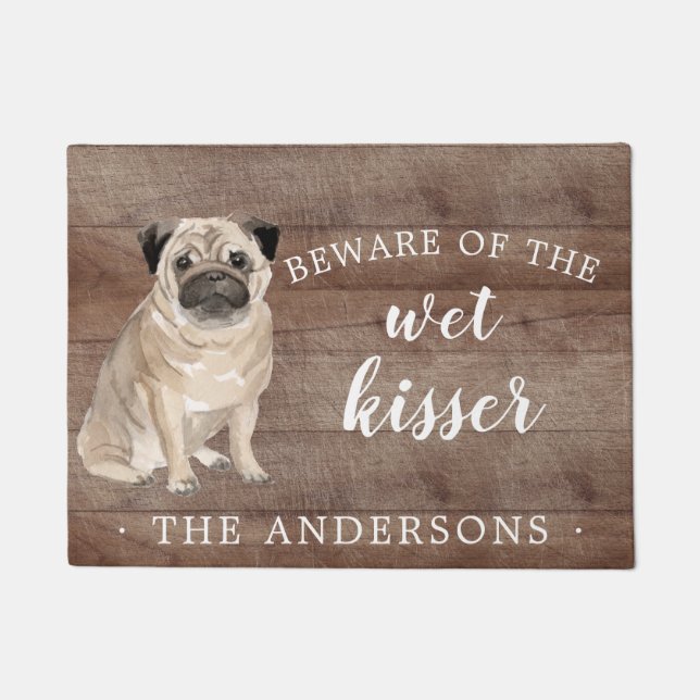 Pug Dog Personalized Door Mat (Front)