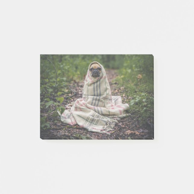 Pug Dog Pet Animal Puppy Cute Wrapped Blanket Post-it Notes (Front)