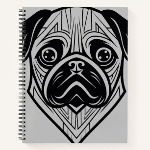 Pug Dog Pet Animal World Furry Friend Vector Art Notebook