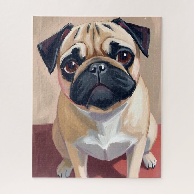 Pug Dog Pet Painting  Jigsaw Puzzle (Vertical)