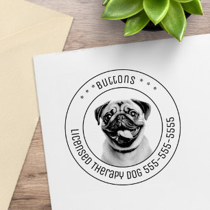 Pug Dog Pet Photo Round Rubber Stamp