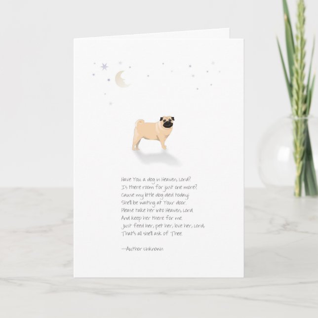 Pug Dog Pet Sympathy-Female-Insert Pets Name Card (Front)