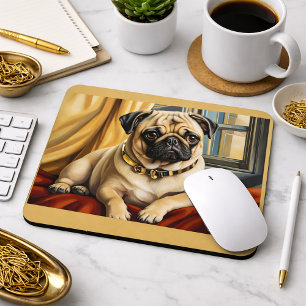 Pug Dog Portrait Pug Owner Gifts Mouse Pad