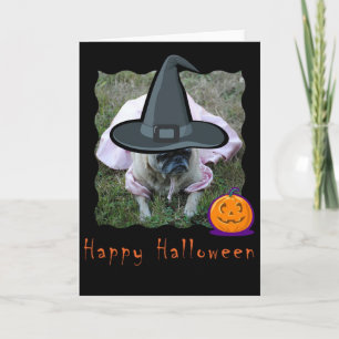 Pug Dog Princess Halloween Card