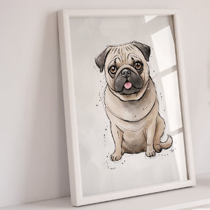 Pug Dog Print Dog Art Print
