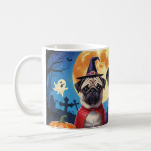 Pug Dog Pumpkin Halloween Funny Coffee Mug