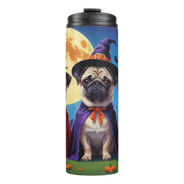 Pug Dog Pumpkin Halloween Funny  Thermal Tumbler (Front)