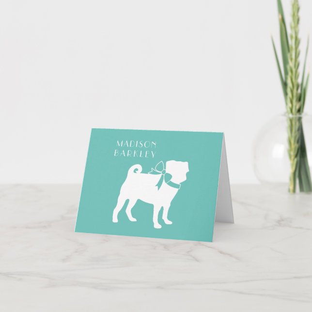 Pug Dog Puppy Note Card (Front)