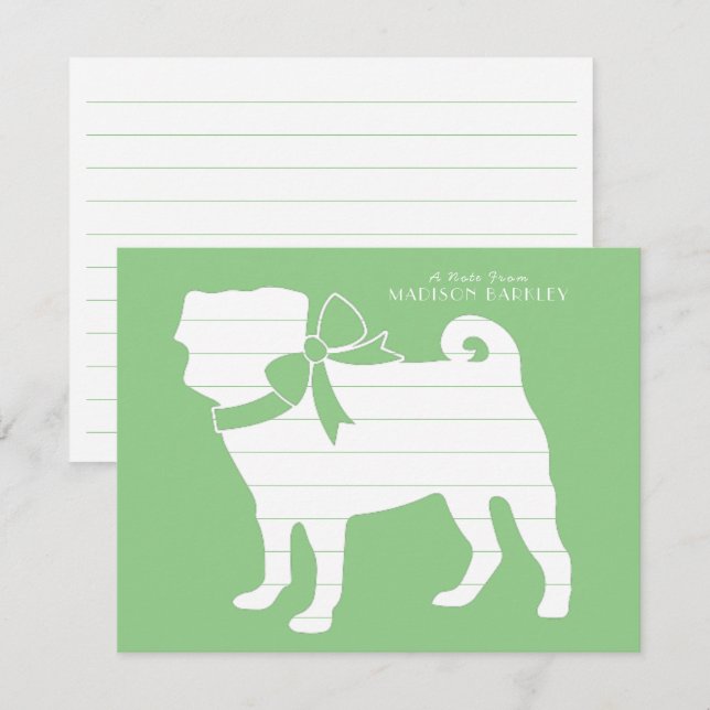 Pug Dog Puppy Thank You Card (Front/Back)