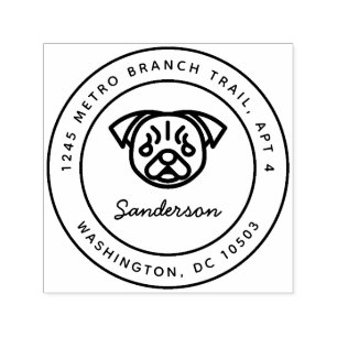 Pug Dog Return Address Stamp Self-Inking