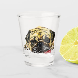 Pug Dog Shot Glass Funny