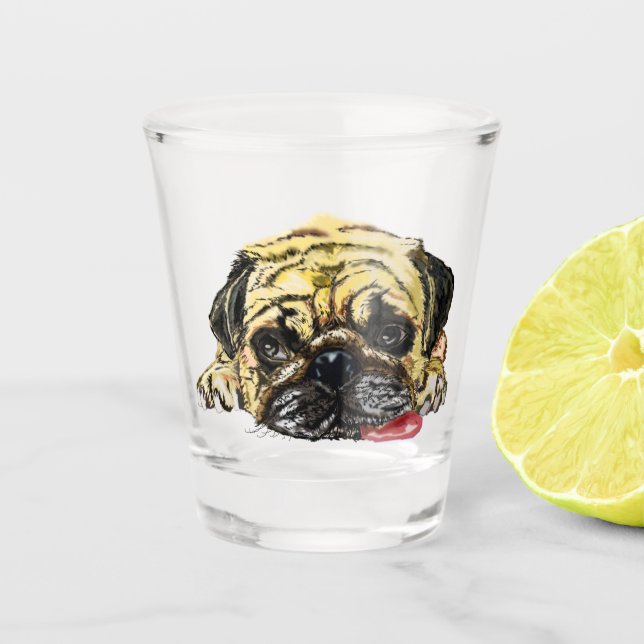 Pug Dog Shot Glass Funny (Front)