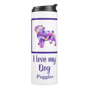 Pug Dog Silhouette Cute Purple PY&B Thermal Tumbler