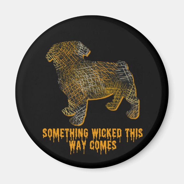 Pug Dog Silhouette Fun Halloween Magnet (Front)