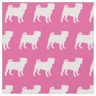 Pug Dog Silhouette Pet Pink Fabric