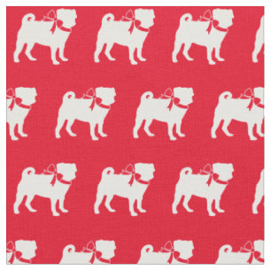 Pug Dog Silhouette Pet Red Fabric