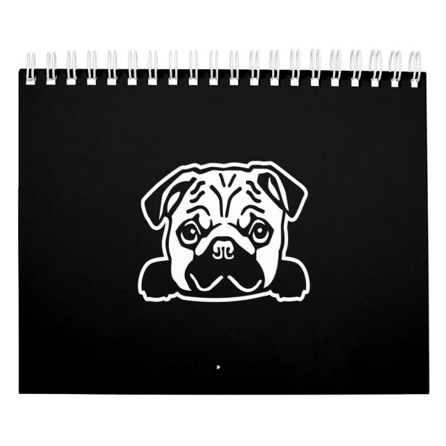 Pug Dog Sketch Portrait Calendar (Cover)