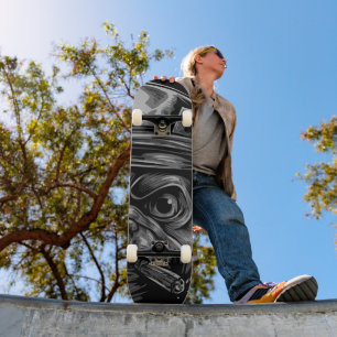 Pug Dog Soldier Monochromatic Graphic Skateboard