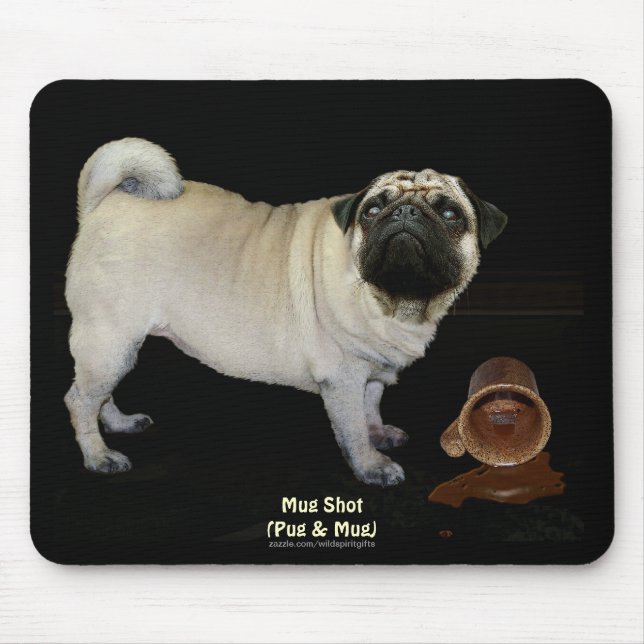 Pug Dog & Spilled Mug Pet-lovers Mousepad (Front)