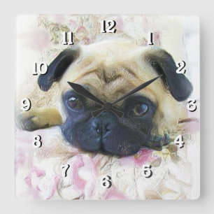 Pug Dog Square Wall Clock