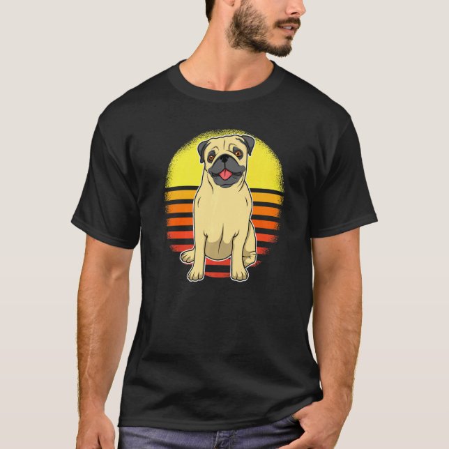 Pug Dog Sunset 51 T-Shirt (Front)