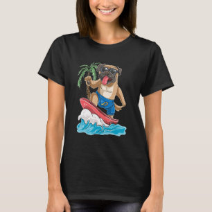 Pug Dog Surfing Retro Surf Board   Surfing T-Shirt