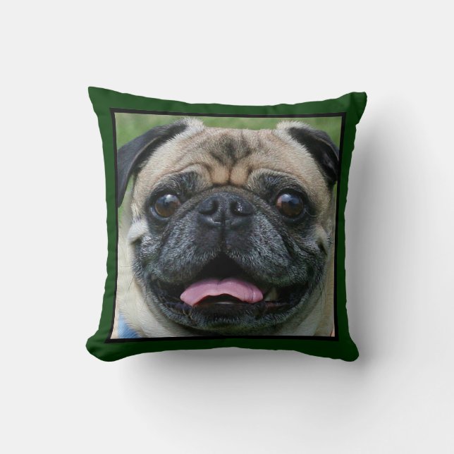 Pug Dog Throw Pillow (Front)