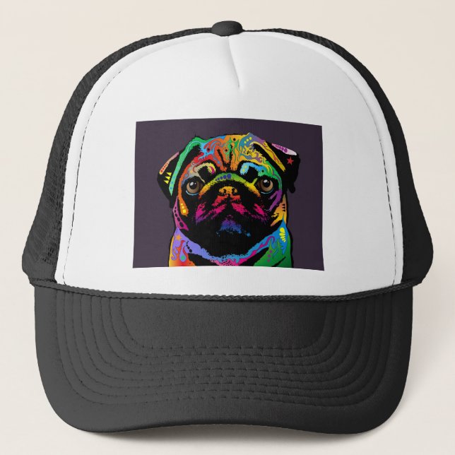 Pug Dog Trucker Hat (Front)