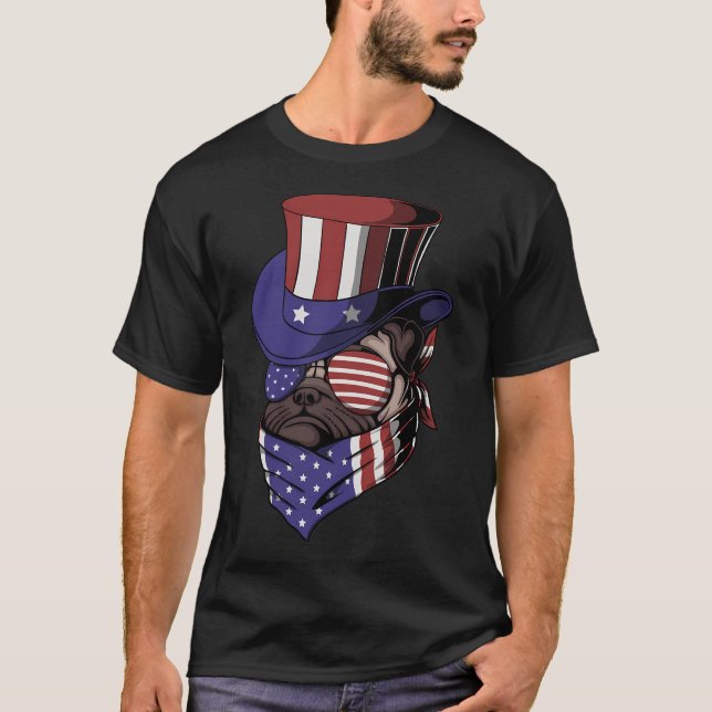 pug dog uncle sam hat, dog uncle sam hat, cool dog T-Shirt (Front)