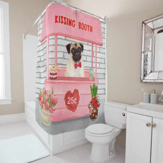 Pug Dog Valentine's Day Kissing Booth (In Situ)