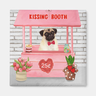 Pug Dog Valentine's Day Kissing Booth Magnet