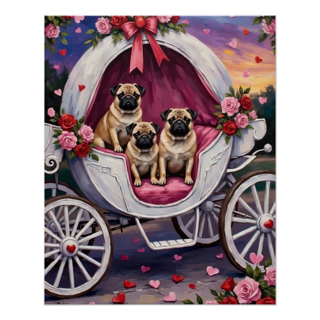 Pug Dog Valentine's Day Poster (Front)