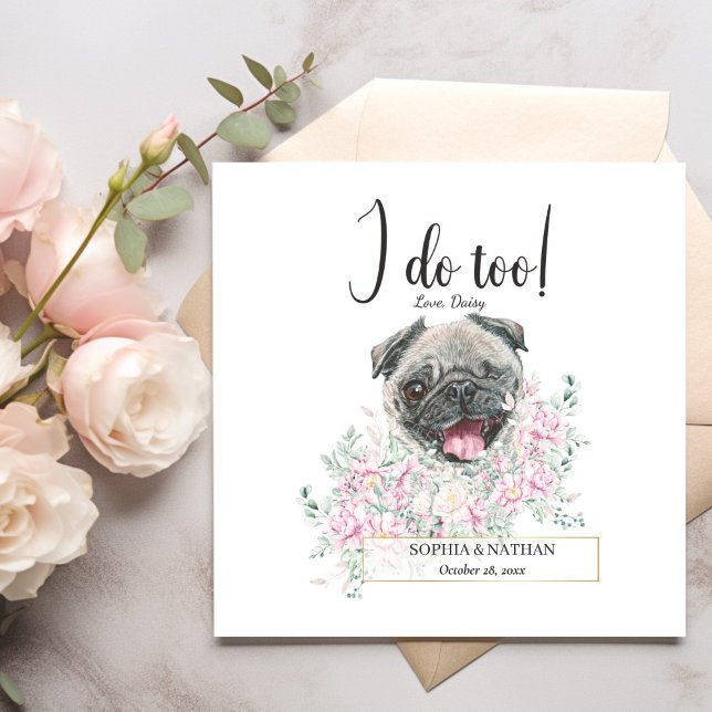 Pug Dog Wedding Cocktail Napkins (Creator Uploaded)