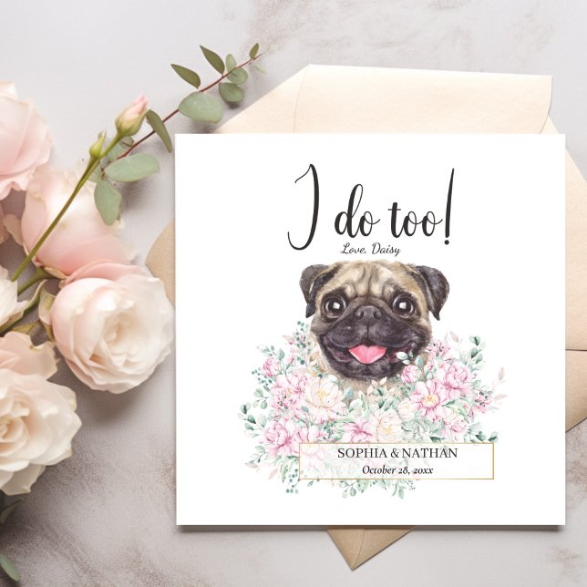 Pug Dog Wedding Cocktail Napkins (Creator Uploaded)