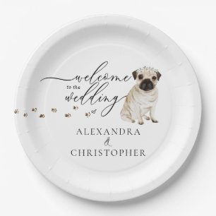 Pug Dog Welcome to wedding set Paper Plate