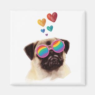 Pug Dog with Hearts Valentine's Day Magnet