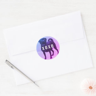 Pug Dog XOXO Valentine's Day Classic Round Sticker