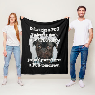 Pug Dog Yesterday Today Tomorrow Fleece Blanket