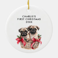 PUG Dog's First Christmas CUTE PHOTO