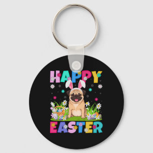 Pug Dogs Happy Easter Egg Hunt Bunny Ear Pug Easte Keychain
