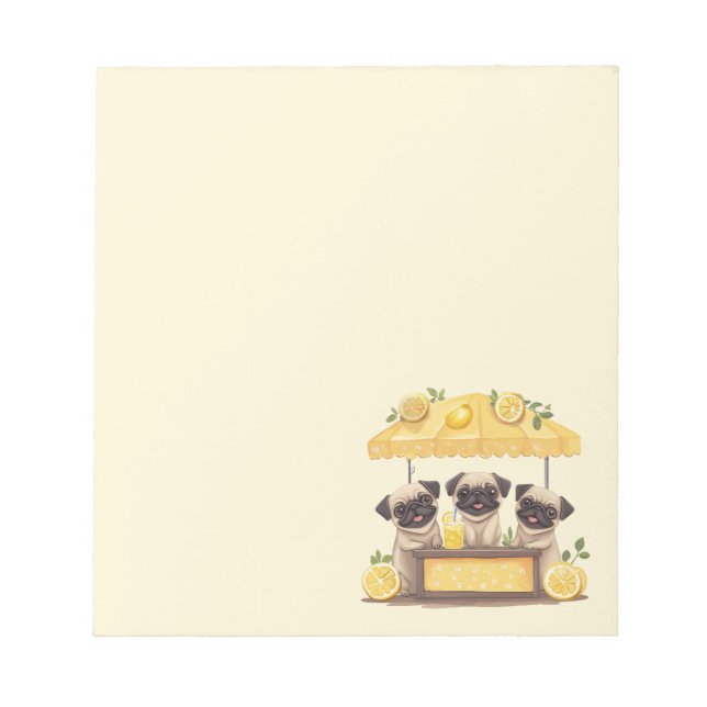 Pug Dogs Lemonade Stand Notepad (Front)