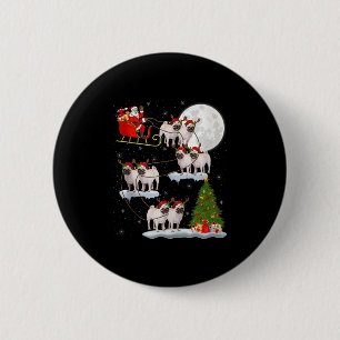 Pug Dogs Santa Sleigh Flying Funny Magical Christm 2 Inch Round Button