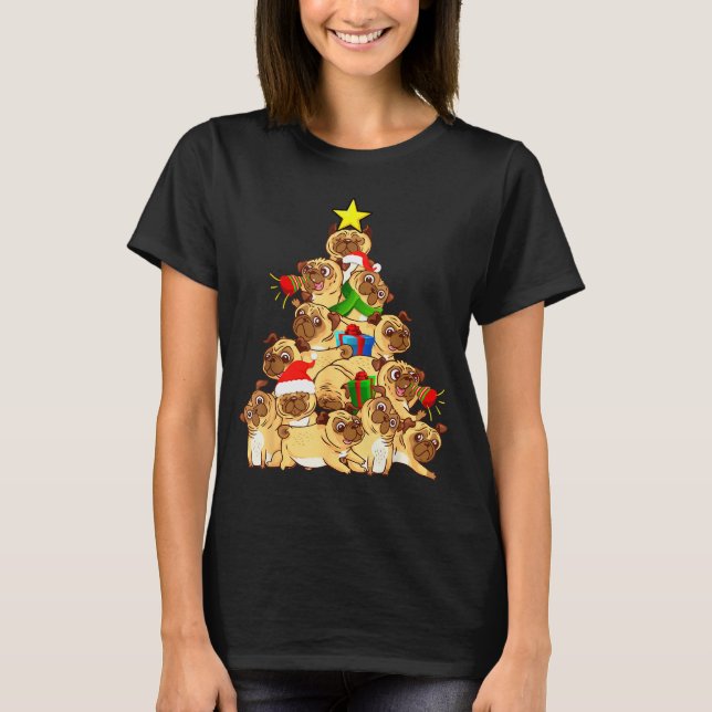 Pug Dogs Tree Christmas Sweater Xmas Pet Animal Do (Front)