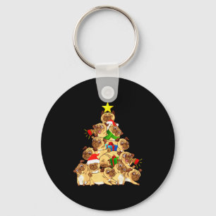 Pug Dogs Tree Christmas Sweater Xmas Pet Animal Do Keychain