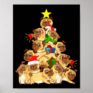 Pug Dogs Tree Christmas Sweater Xmas Pet Animal Do Poster