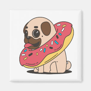 pug doughnut magnet