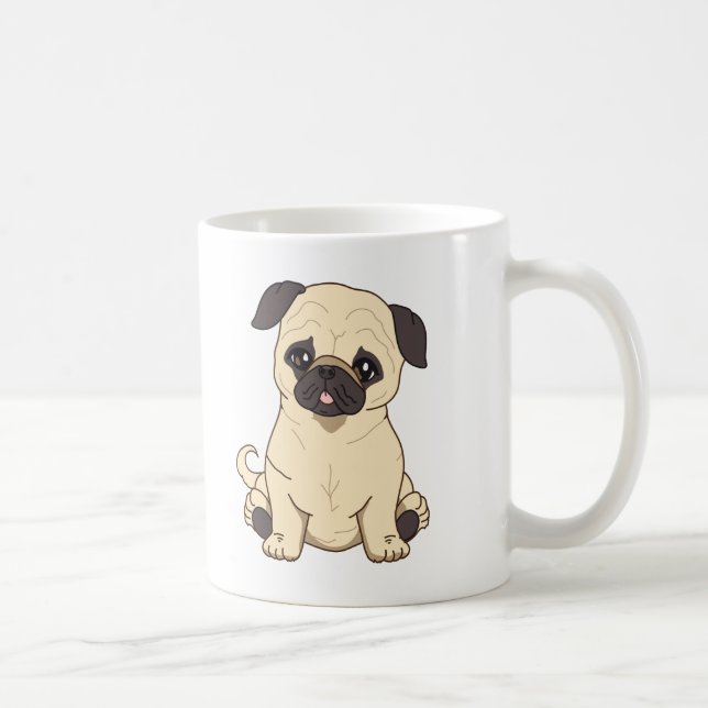 Pug Drawing By Pablo Fernandez Limited Edition Coffee Mug (Right)