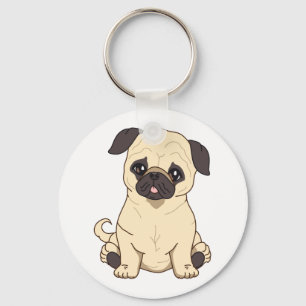 Pug Drawing By Pablo Fernandez Limited Edition Keychain