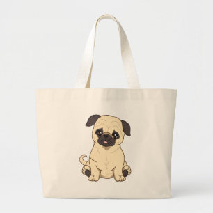 Pug Drawing By Pablo Fernandez Limited Edition Large Tote Bag