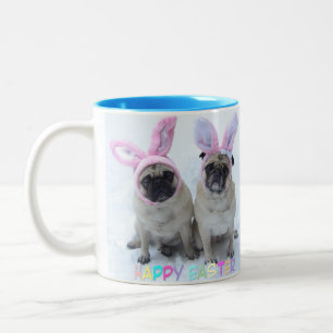 Pug Easter Bunny Two-Tone Coffee Mug